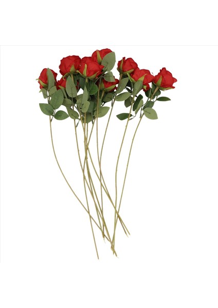 Yapay Gül Çiçek Kırmızı Ipek Gülleri Kök Çiçekler Buket Buket Düğün Ev Dekoru 10 (Kırmızı) Paket (Yurt Dışından) modelleri