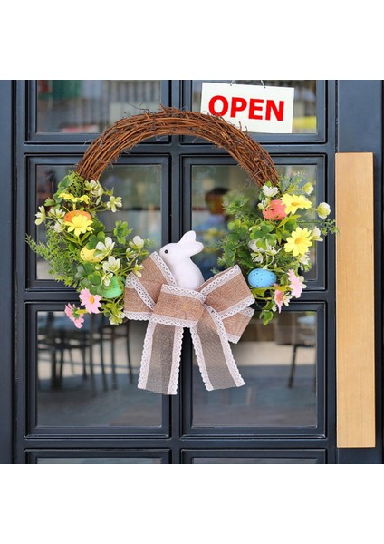 Paskalya Bahar Çelenk Yapay Paskalya Tavşanı Çelenk Pastel Yumurtalar ve Kapı ve Açık Ev Dekoru Için Karışık Çiçekler (Yurt Dışından) modelleri