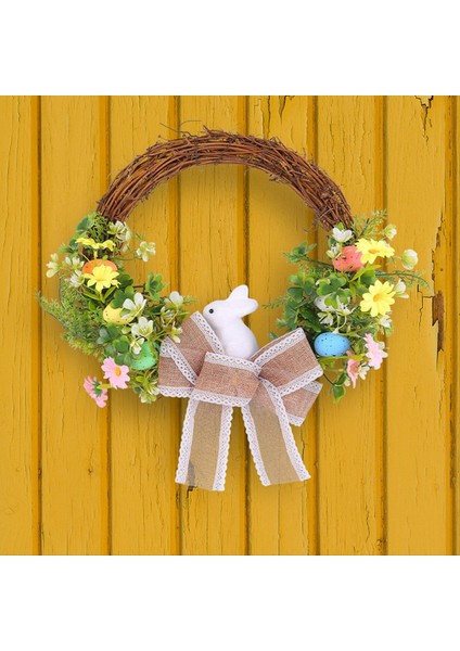 Paskalya Bahar Çelenk Yapay Paskalya Tavşanı Çelenk Pastel Yumurtalar ve Kapı ve Açık Ev Dekoru Için Karışık Çiçekler (Yurt Dışından) fırsatları