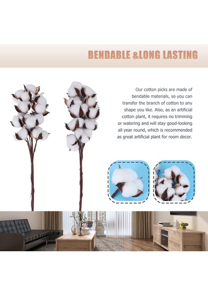 20PCS Pamuk Gövdeleri Pamuklu Çiçekler Yapay Pamuklu Çiçek Sapları Vazo Için Çiftlik Evi Süslemeleri Ev Dekorasyonu (Yurt Dışından) fiyatları