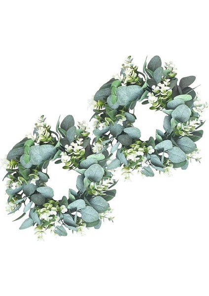 2 Paket Yeşil Okaliptüs Çelenk Yuvarlak Çelenk Yapay Çelenk Çelenk Çelenk Kapı Duvar Penceresi Deko 12 Inç/pc (Yurt Dışından)