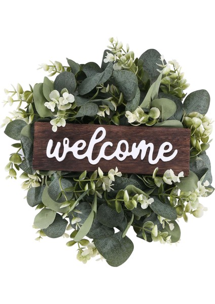 Garland Kapısı Dekorasyonu ile Hoş Geldiniz Işareti Ahşap Asma Işaret Yapay Okaliptüs Çiftlik Evi Sundurma Dekorasyonu (Yurt Dışından)