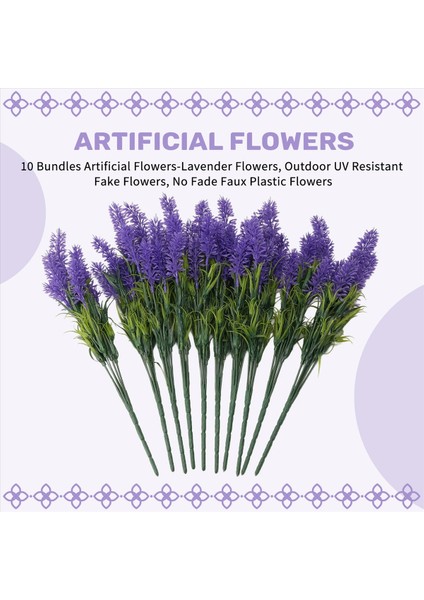 10 Paket Yapay Çiçekler Lavanta Çiçekleri Açık Uv Dayanıklı Çiçekler Soluk Plastik Çiçekler C Yok (Yurt Dışından) indirimleri