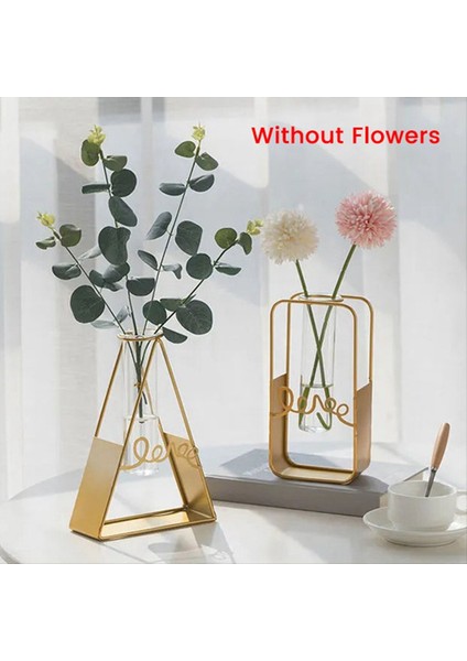 Metal Çiçek Vazo Standı Şeffaf Cam Vazo Masaüstü Ev Hidroponik Bitkileri Ev Dekor Ofis Dekorasyonu (Yurt Dışından) fiyatları