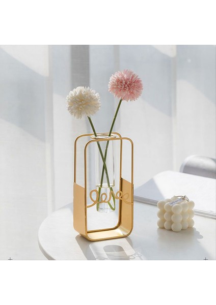 Metal Çiçek Vazo Standı Şeffaf Cam Vazo Masaüstü Ev Hidroponik Bitkileri Ev Dekor Ofis Dekorasyonu (Yurt Dışından) indirimleri