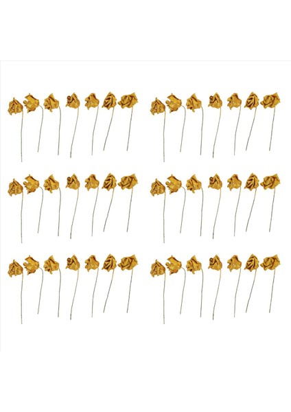 42PCS Köpük Parıltı Yapay Gül Dekor Altın (Yurt Dışından)