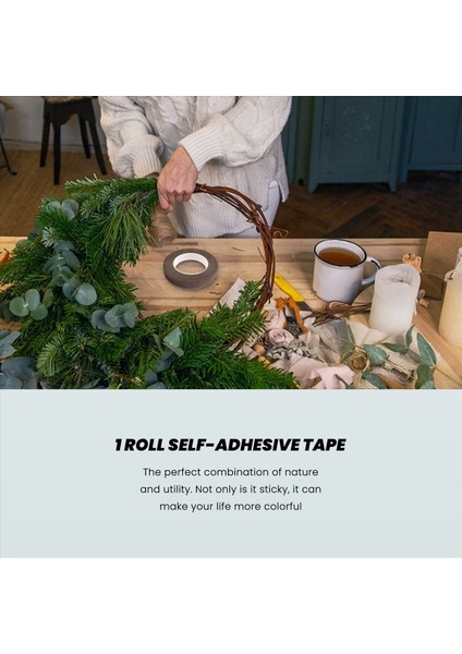 30YARD 12MM Kendinden Yapışkan Kağıt Bant Çiçeği Çelenk Çiçeği Çiçek Kökleri Dıy Craft Yapay Iplik Çiçeği （kahverengi） (Yurt Dışından) fırsatları