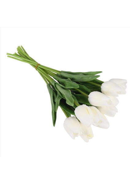 30PCS Yapay Laleler Çiçekler Gerçek Dokunmatik Laleler Holland Pu Lale Buket Lateks Çiçek Beyaz Lale (Beyaz) (Yurt Dışından)