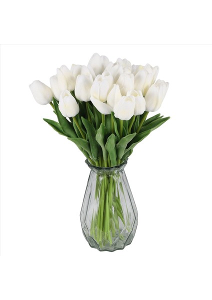 30PCS Yapay Laleler Çiçekler Gerçek Dokunmatik Laleler Holland Pu Lale Buket Lateks Çiçek Beyaz Lale (Beyaz) (Yurt Dışından) modelleri