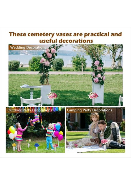 12 Pcs Mezarlık Vazri Varlıklar Memorial Floral Vazolar Mezar Çiçek Tutucu Koni Grey Gri (Yurt Dışından) fiyatları