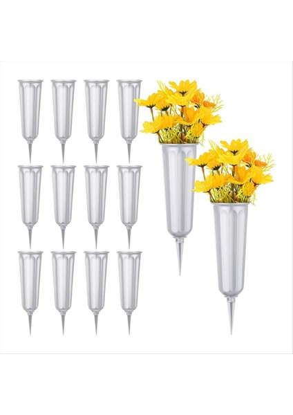 12 Pcs Mezarlık Vazri Varlıklar Memorial Floral Vazolar Mezar Çiçek Tutucu Koni Grey Gri (Yurt Dışından) modelleri