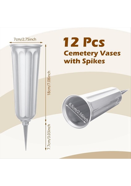 12 Pcs Mezarlık Vazri Varlıklar Memorial Floral Vazolar Mezar Çiçek Tutucu Koni Grey Gri (Yurt Dışından) fırsatları