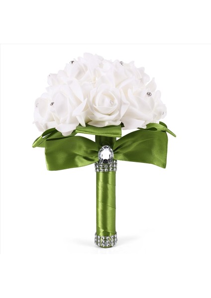 3x Düğün Buket Gelin Nedime Çiçek Düğün Yapay Çiçek Gül Buket Beyaz Gelin Buketler Yeşil Şerit (Yurt Dışından) fiyatları