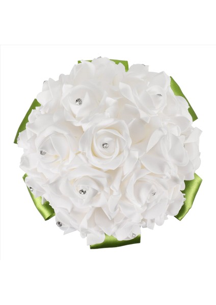 3x Düğün Buket Gelin Nedime Çiçek Düğün Yapay Çiçek Gül Buket Beyaz Gelin Buketler Yeşil Şerit (Yurt Dışından) modelleri