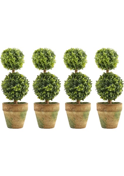 4x Yapay Plastik Ağaçlar Saksılar Bitki Saksı Dekor Bahçe Bahçesi Kapalı Açık Desen Iki Top (Yurt Dışından)