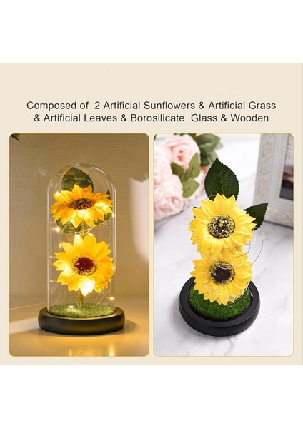 Kadınlar Için Ayçiçeği Hediyeleri LED Şeritli Cam Kubbede Yapay Ayçiçeği Doğum Günü Anneler Günü Sevgililer Günü Hediyesi (Yurt Dışından) indirimleri