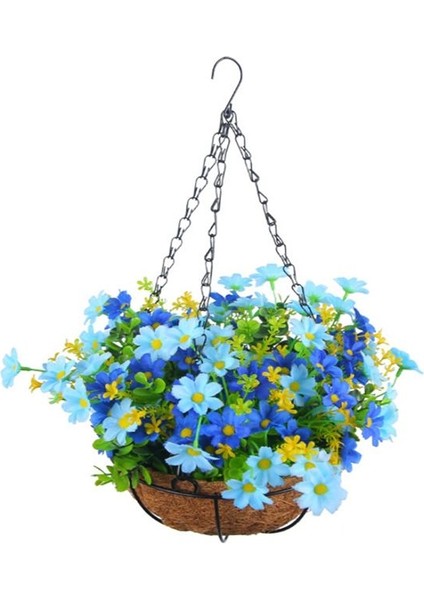 Dış Havada ve Iç Mavi Dekorasyon Için Veranda Çim Bahçesi Dekoru Için Sepette Yapay Asılı Çiçekler (Yurt Dışından)