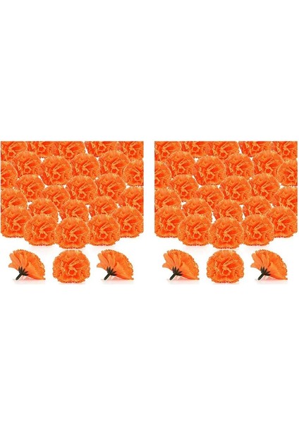 Marigold Çiçek Kafaları Toplu 200PCS Yapay Çiçek Çelenk El Sanatları Ipek Marigold Çiçekler Turuncu Için Kafalar (Yurt Dışından)