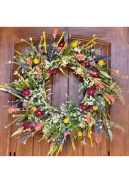 2x Bahar Çelenkleri Ön Kapı Için 18 Inç Dışarıda Yaz Çiçekleri Hava Durumu Yeşillik Tüm Mevsimler Yuvarlak Çelenkler (Yurt Dışından) fiyatları