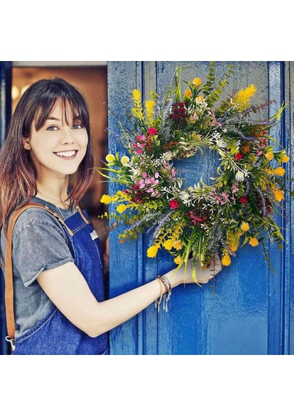 2x Bahar Çelenkleri Ön Kapı Için 18 Inç Dışarıda Yaz Çiçekleri Hava Durumu Yeşillik Tüm Mevsimler Yuvarlak Çelenkler (Yurt Dışından) indirimleri