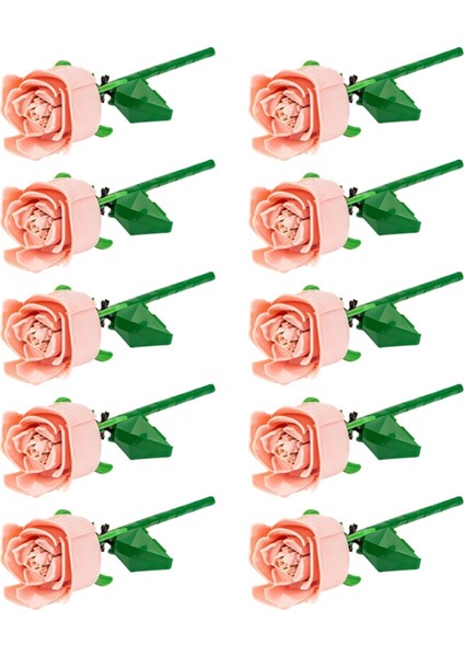 Romantik Gül Buket Yapı Taşları Ebedi Model Monte Edilmiş Bitki Ev Dekorasyonu Anneler Günü R Hediye Pembe (Yurt Dışından)