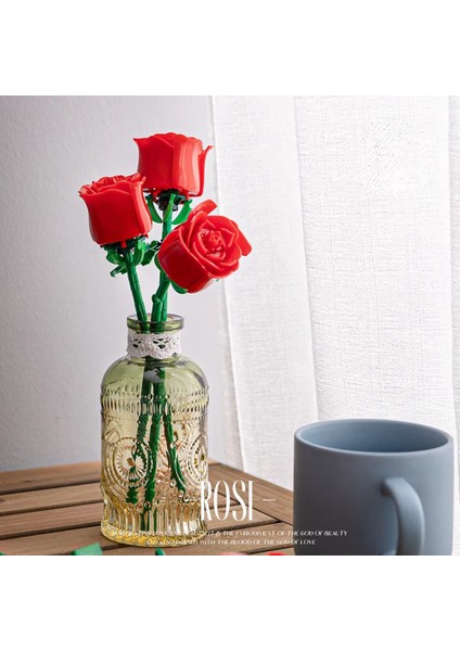 Romantik Gül Buket Yapı Taşları Ebedi Model Monte Edilmiş Bitki Ev Dekorasyonu Anneler Günü R Hediye Pembe (Yurt Dışından) fırsatları