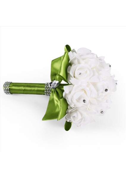 2x Güzel Düğün Buket Gelin Nedime Çiçek Yapay Çiçek Gül Buket Beyaz Gelin Buketler-Yeşil Kurdele (Yurt Dışından) modelleri
