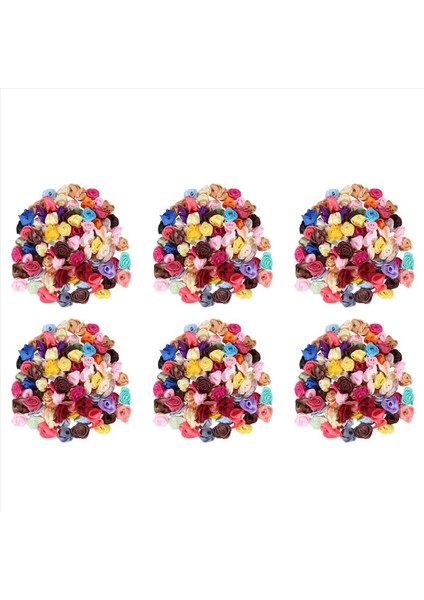 600PCS Mini El Yapımı Saten Gül Şerit Rozetler Kumaş Çiçek Aplike Düğün Dekorasyon Zanaat Dikiş Aksesuarları (Yurt Dışından)