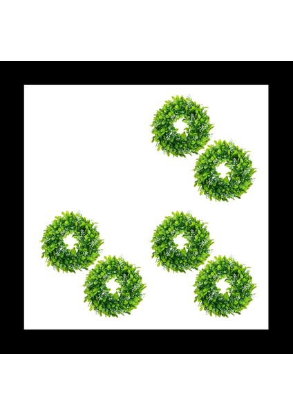 6 Paket Yapay Şimşir Çelengi Yapay Yeşil Yapraklar Çelengi Ön Kapı Asılı Çelenk Dekorasyonu 10 Inç (Yurt Dışından)