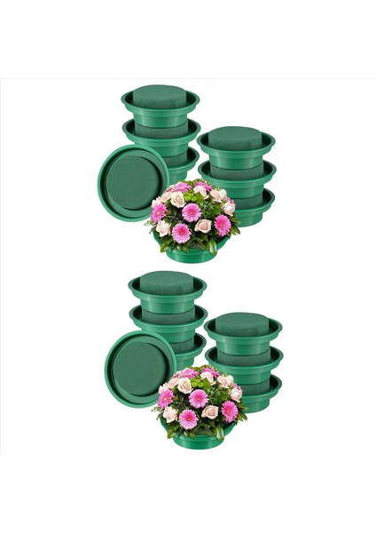 16 Paket Çiçek Köpük Yuvarlak Kaseler Diy Çiçek Aranjman Kiti Yeşil Yuvarlak Islak Çiçek Köpük Bloklar Düğün Dekoru Için (Yurt Dışından)