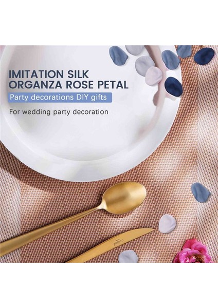 500PCS Ipek Gül Yaprakları Tozlu Mavi Lacivert Yaprak Yaprakları Düğün Çiçek Kız Sepet Koridoru Dağılım Yemek Masası Parti (Yurt Dışından) indirimleri
