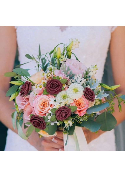 25PCS Yapay Gül Çiçekleri Yapay Görünümlü Güller Düğün Buketleri Centerpieces Gelin Duş Partisi Ev Dekor F (Yurt Dışından) modelleri