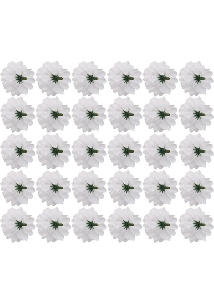 30 Adet Karanfil Yapay Çiçek Ipek Küresel Kafalar Düğün Dekor Beyaz (Yurt Dışından)