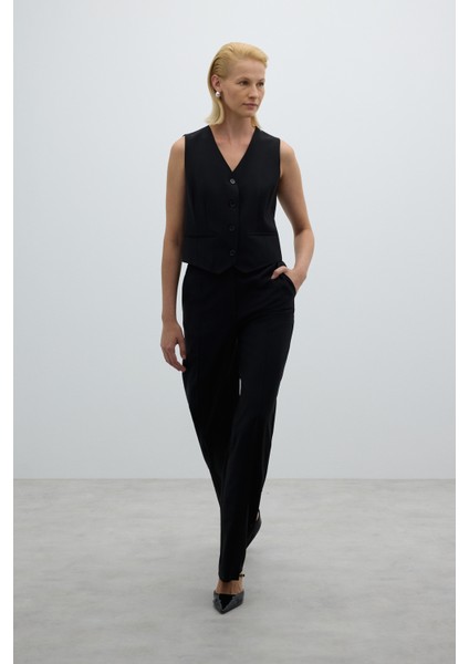 Geniş Paça Pantolon Siyah K2512007_001