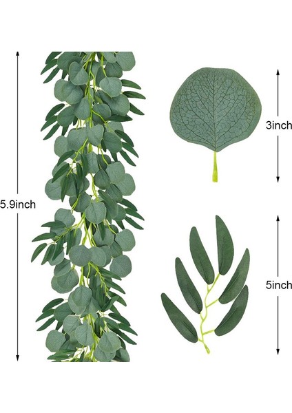 5 Paket 6 5 Feet Soğuk Garland ile Yapay Okaliptüs Yaprakları ile Asma Bitkisi Gümüş Dolar Yeşillik (Yurt Dışından) modelleri