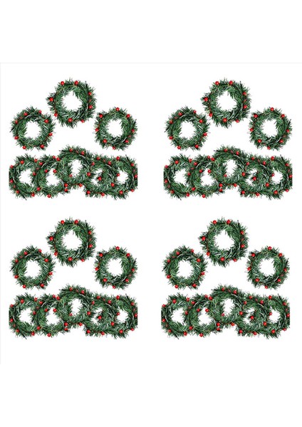 32 Pcs Holly Berry Mum Yüzüğü Küçük Yapay Kırmızı Meyveler Çam Iğneleri Çelenk Noel Çelenk Süsler Dekor (Yurt Dışından)