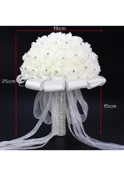 Beyaz Rhinestone Şerit Gelin Düğün Buketi El Yapımı Yapay Çiçekler Düğün Nedime Buketleri (Yurt Dışından) fiyatları