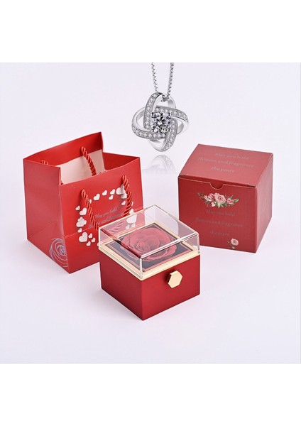 Kolye Gravür ve Gül Kız Arkadaşı Için Özelleştirilmiş Kolye ile Ebedi Doğal Gül Kutusu (Yurt Dışından) fiyatları
