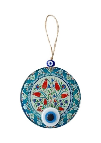 Nazar Boncuklu Lale Desenli Füzyon Cam Duvar Süsü fiyatları