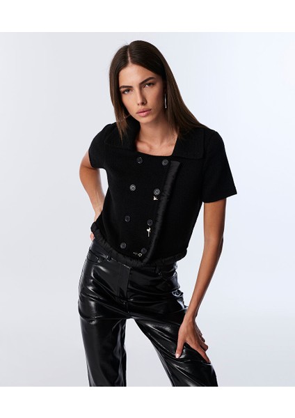 Metal Aksesuarlı Kumaş Mıx Triko TW6250050464001