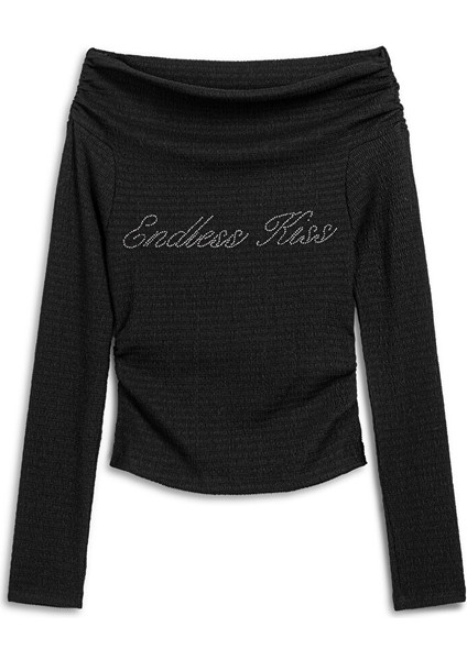 Hotfıx Slogan Baskılı Tişört TW6250070111001 indirimleri