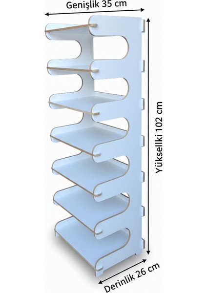 Modern Beyaz 7 Raflı Çok Amaçlı Düzenleyici Raf | Hol ve Antreler Için Ideal Mdflam,