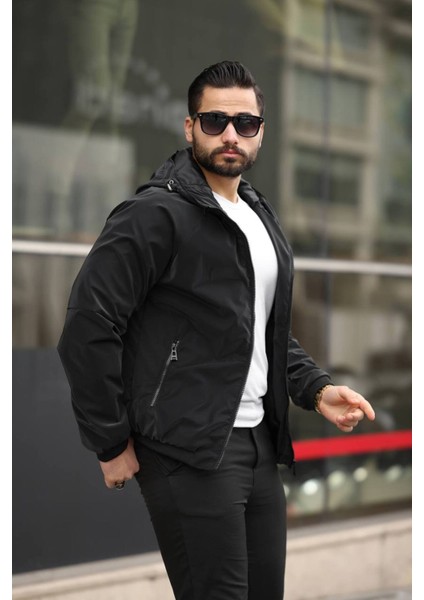 Kapüşonlu, Standart Fit, Suya Karşı Dayanıklı, Fermuarlı, Ribanalı Yağmurluk USE211