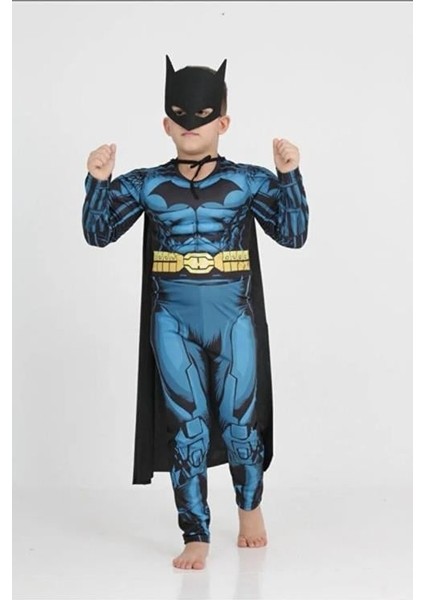Batman Kaslı Çocuk Kostümü - Siyah & Mavi