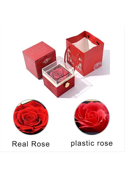 Kolye Gravür ve Gül Kız Arkadaşı Için Özelleştirilmiş Kolye ile Ebedi Doğal Gül Kutusu (Yurt Dışından) indirimleri