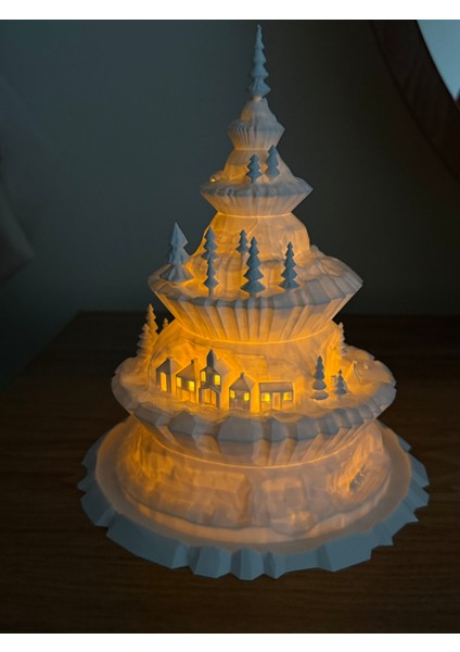 Işıklı Kış Köyü Dağ Dekoru – 3D Tasarım LED Işıklı Yeni Yıl Süsü (Beyaz) fiyatları