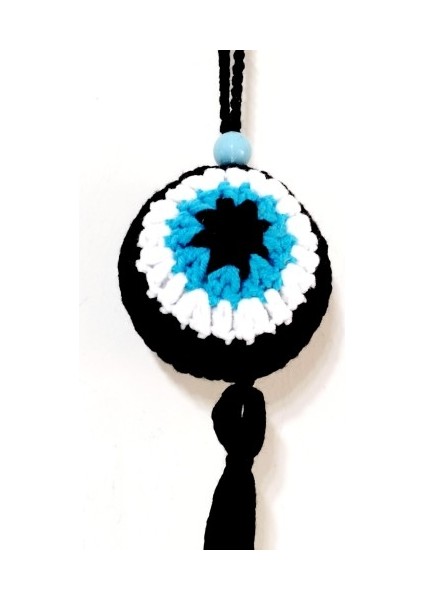 Nazar Boncuğu Desenli Püsküllü Orlon İpten Siyah Araba Süsü fiyatları