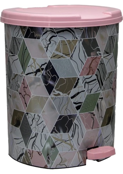 Asude 3 No Desenli Pedallı Çöp Kovası ROYALEKS-ASD188