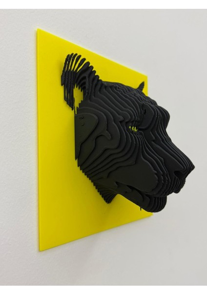 Panter Duvar Dekoru – 3D Katmanlı Modern Sanat Tasarımı (Siyah & Sarı) modelleri