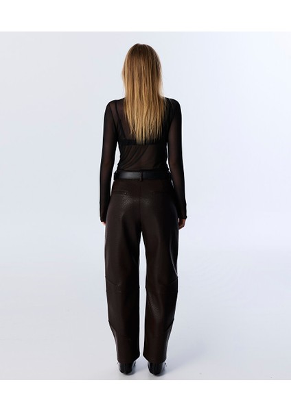 DOKULU DERİ GÖRÜNÜMLÜ PANTOLON TW6250003174074 fırsatları